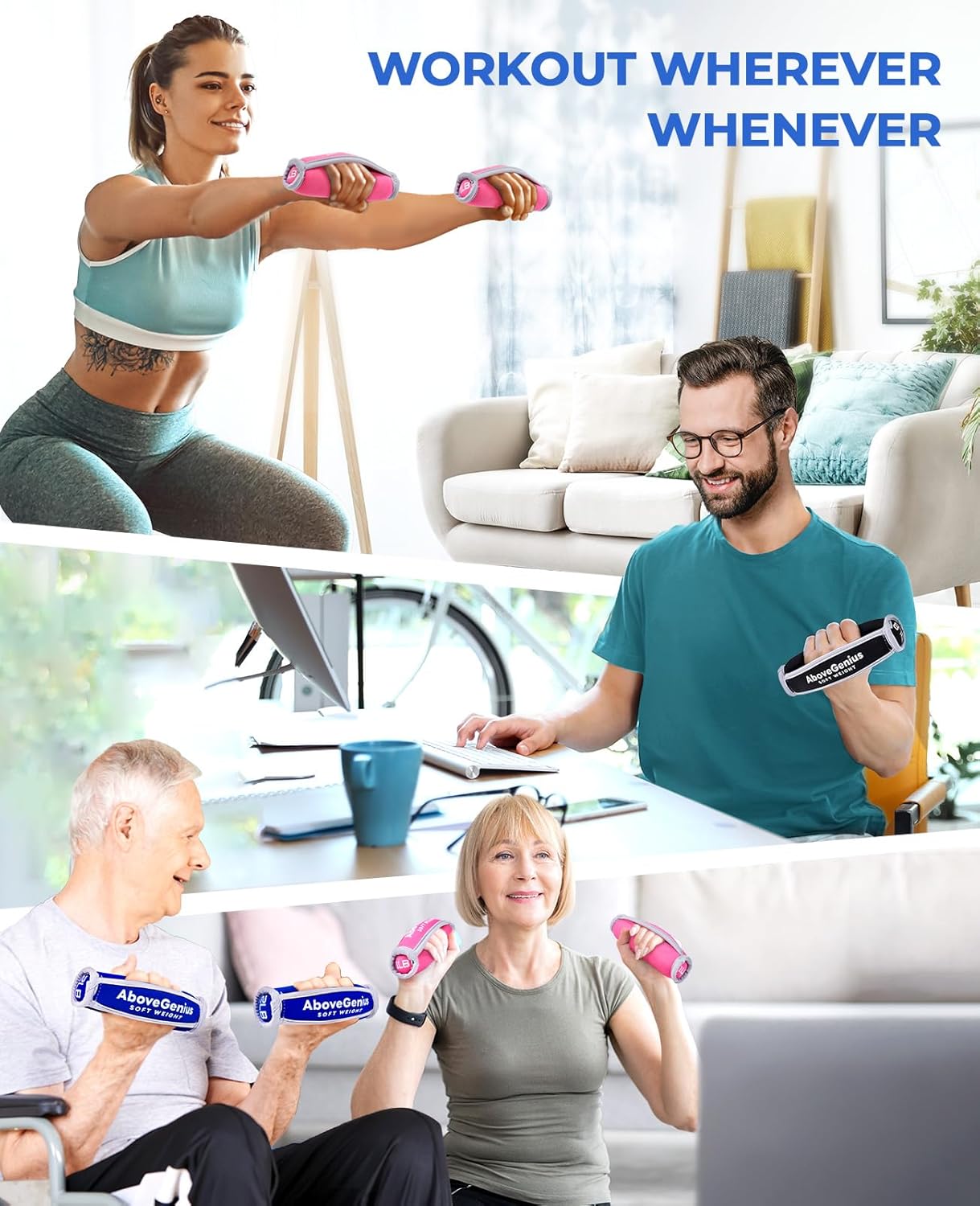 Hand Weights for Women Men, Soft Dumbbells Set of 6(1lb 2lb 3lb Each Pack) for Dumbbell Walking Weight Sets with Hand Strap, Pink Weights for Workout Running, Pilates, Yoga, Jogging and Physical Therapy, Gifts for Women - Image 5