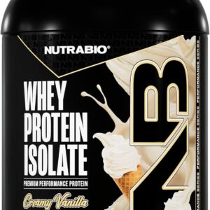 NutraBio 100% Whey Protein Isolate Protein Powder, 25g Protein with Complete Amino Acid Profile, Non-GMO, Soy & Gluten Free, Low Carb, Low Calorie Whey Protein Powder, Creamy Vanilla, 2 Lbs