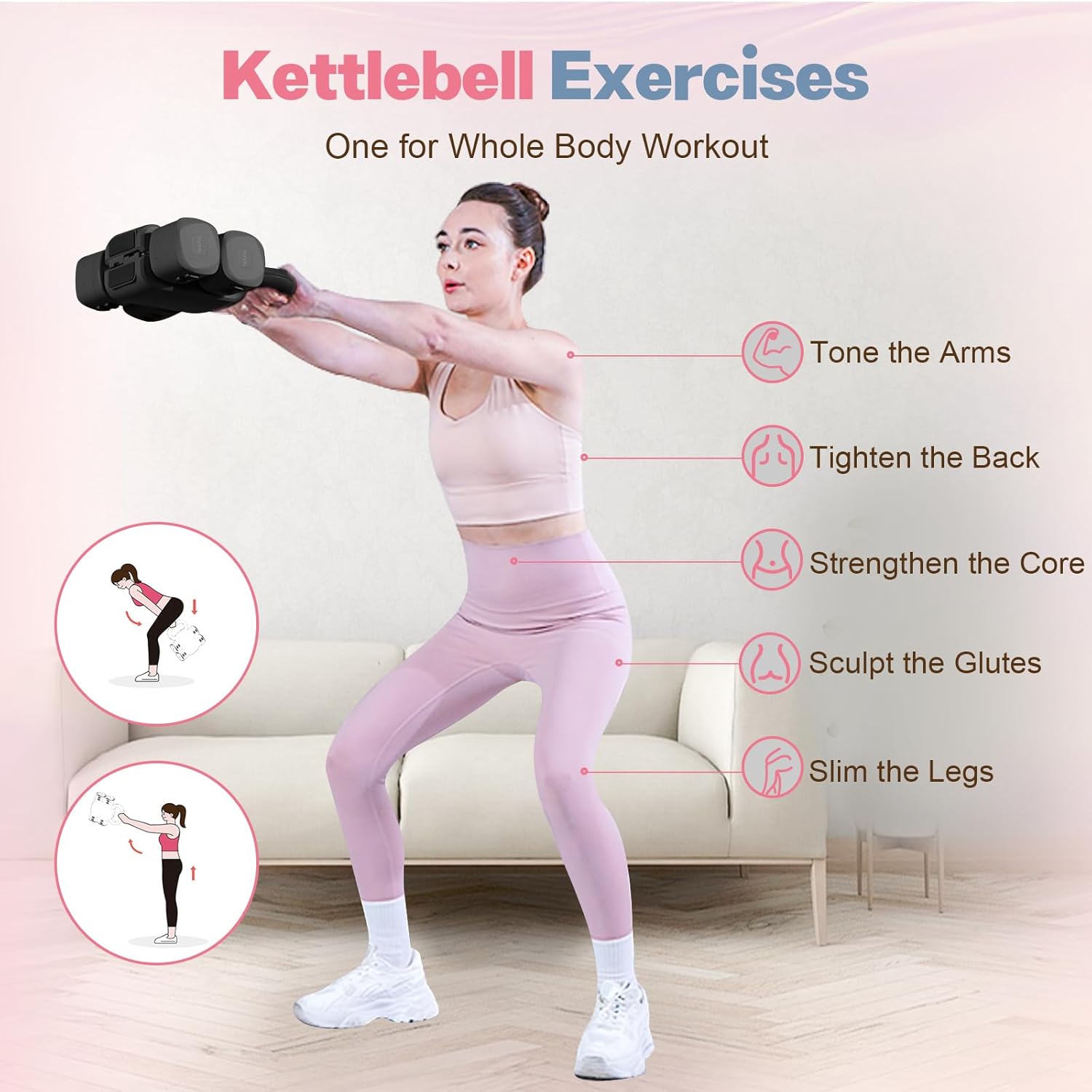 Adjustable Dumbbell Set of 2, 4 in 1 Free Weights Dumbbells Set for Women with Fast Adjustment, Each 2lb 3lb 4lb 5lb Hand Weights Set for Home Gym & Outdoor Exercise Training - Image 5