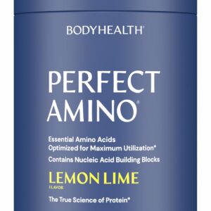 BodyHealth PerfectAmino Powder – BCAA and EAA Powder for Pre and Post Workout – Amino Acid Energy Drink for Men and Women to Support Lean Muscle and Recovery – Lemon Lime – 60 Servings