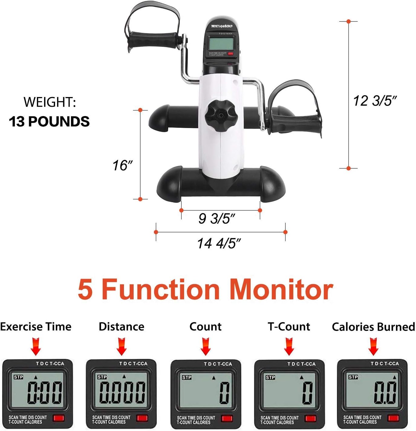 Under Desk Bike Pedal Exerciser Portable Home Exercise Bike Pedal Exerciser Foot Peddler Portable Therapy Bicycle Leg Peddler Portable Mini Cycle Bike for Hands Arm Trainer - Image 4