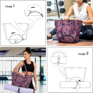 Yoga Bags for Women with Large Pocket Pilates Tote Bag for Gym Beach Workout – Fits Water Bottles and All Size Mats