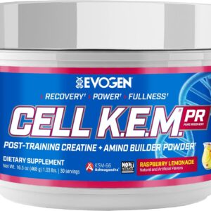 Evogen Cell K.E.M. PR V.2 Reformulated- Post Workout Recovery Powder & Muscle Builder | Creatine Monohydrate, BCAA Powder, EAAs | Recovery, Strength & Fullness | Raspberry Lemonade | 30 Servings