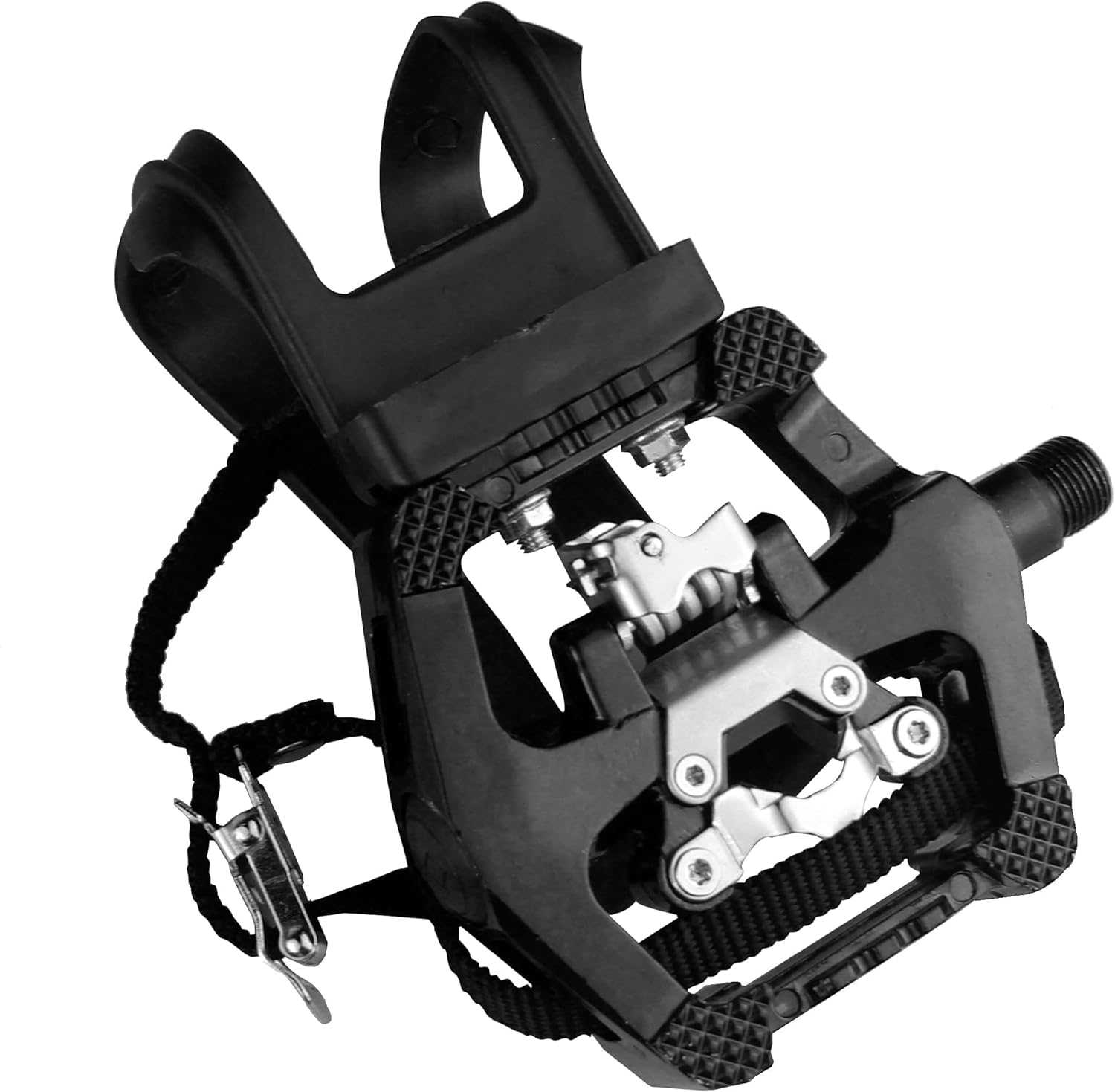 SPD Bike Pedals with Toe Clip Straps Cage Compatible with Shimano SPD 9/16'' for Peloton/MTB/Spin/Indoor/Exercise Bicycle Pedals Replacement Assecories - Image 5