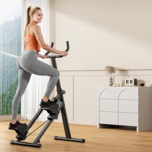 DlandHome Foldable Stair Steppers, Height Adjustable Stair Climber for Home Gym, Full-Body Cardio Workout Equipment with Adjustable Handlebar & Oversized Pedals for Legs, Core and Glute Workouts