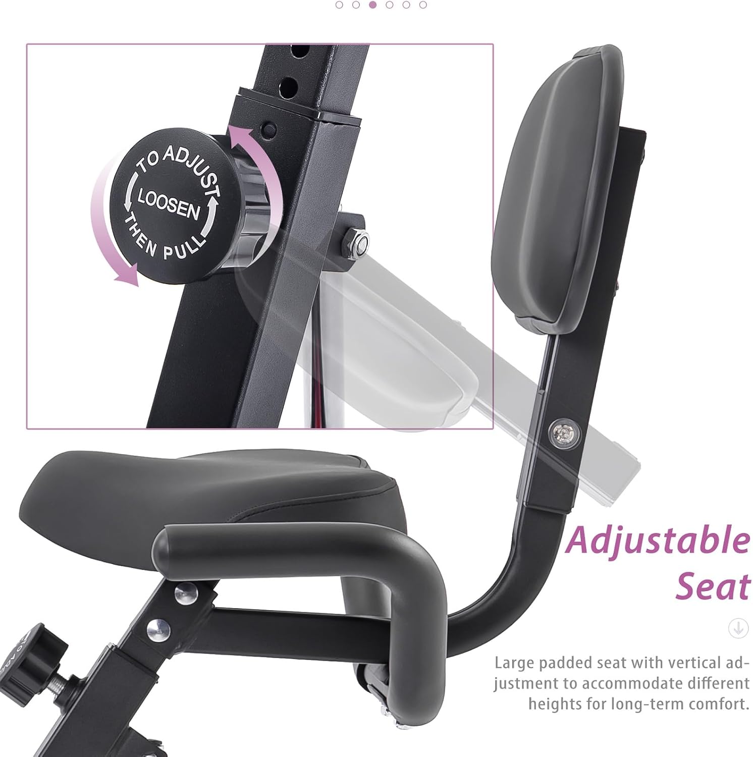 Folding Exercise Bike Foldable Fitness Stationary Bike, Upright Indoor Cycling Bike for Home Gym, 10 Level Adjustable Resistance Exercise Bike with 350lbs Capacity - Image 7