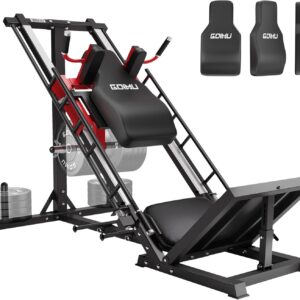 Leg Press Hack Squat Machine with Back Support Cushion, 3 in 1 Adjustable Leg Press Machine with Quad Track Roller System, Hack Squat Machine