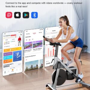 Superun Exercise Bike, Stationary Bikes for Home with Brake Pad, Low Noise Spin Bike with 300LBS Weight Capacity, Indoor Cycling for Home Gym with Pad Mount LCD Monitor and Cup Holder