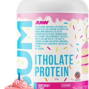 RAW Whey Isolate Protein Powder, Birthday Cake (CBUM Itholate Protein) – 100% Grass-Fed Sports Nutrition Powder for Muscle Growth & Recovery – Low-Fat, Low Carb – 25 Servings