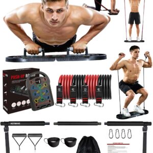 HOTWAVE Push Up Board Fitness, Portable Foldable 20 in 1 Push Up Bar at Home Gym, Pushup Handles for Floor. Professional Strength Training Equipment For Man and Women,Patent Pending