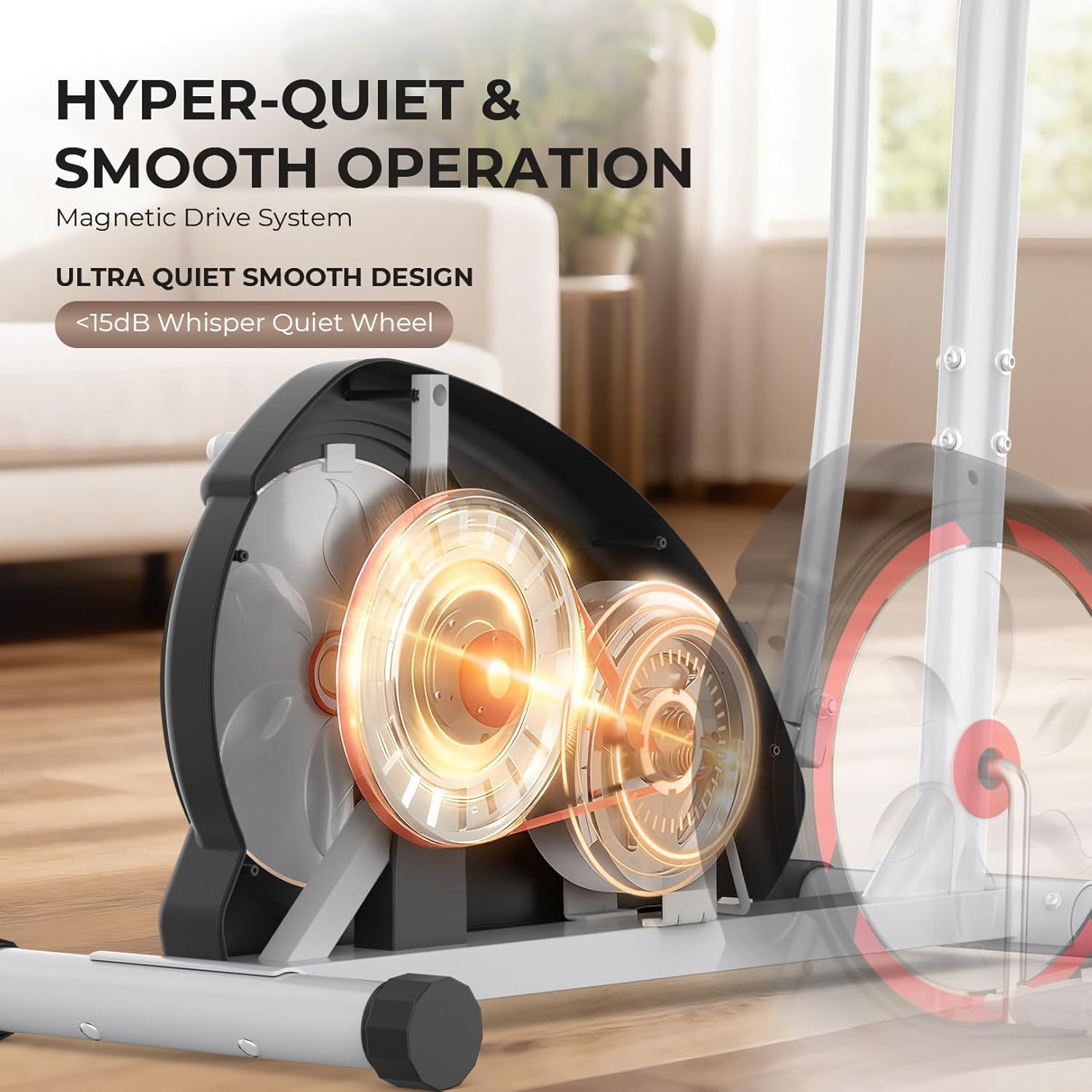 ANCHEER Elliptical Exercise Machine,Hyper-Quiet Magnetic Elliptical Machine for Home,Elliptical Training Machines with 500LBS Multiple Gears Resistance,5KG Flywheel,Pulse Sensor,15.5IN Stride - Image 3