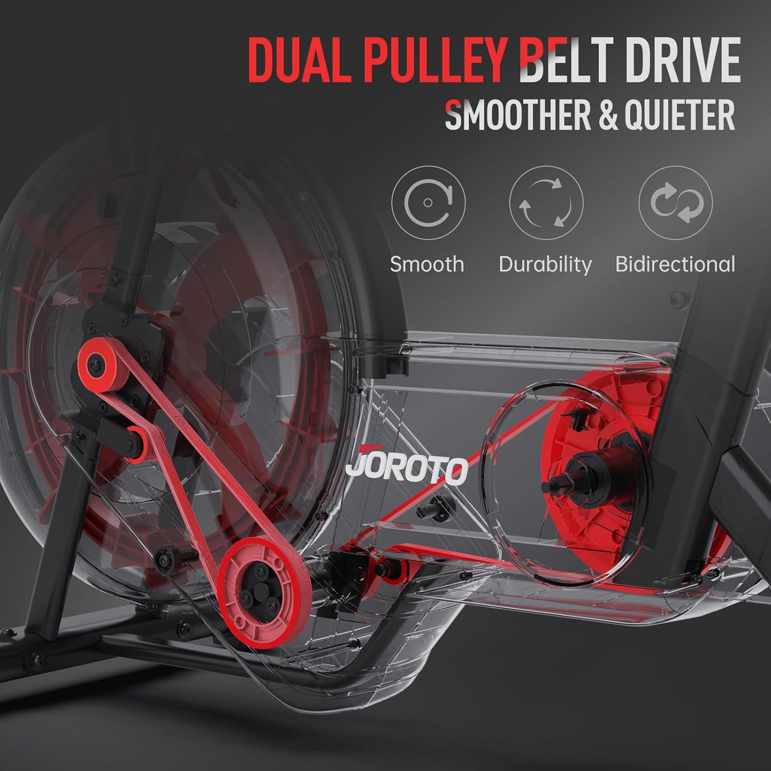 JOROTO XR5 Exercise Bike,Assault Bike,Stationary Upright Indoor Cycling Bike with Dual Acction Handlebars,Recumbent Cross Trainer and Elliptical Exercise Machine Support Bluetooth & Heart Rate - Image 6