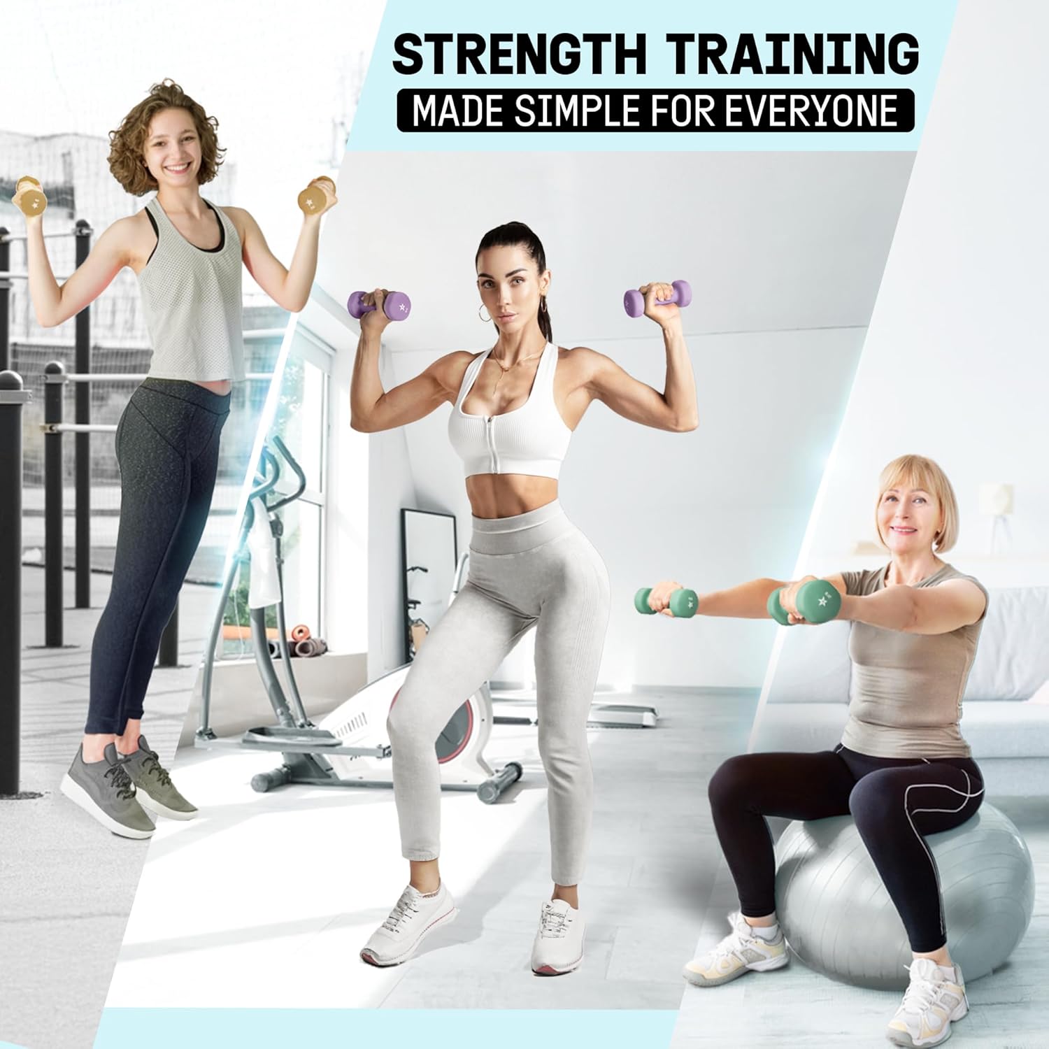 Yes4All Neoprene Coated Dumbbell Hand Weight Sets - Multiple Weight Options with Rack, Anti-roll, Anti-Slip, Hexagon Shape - Image 4