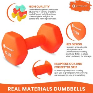 GYMENIST Pair of Dumbbells Set of 2 Soft Non Slip Grip Dumbbells Pair Covered with Neoprene