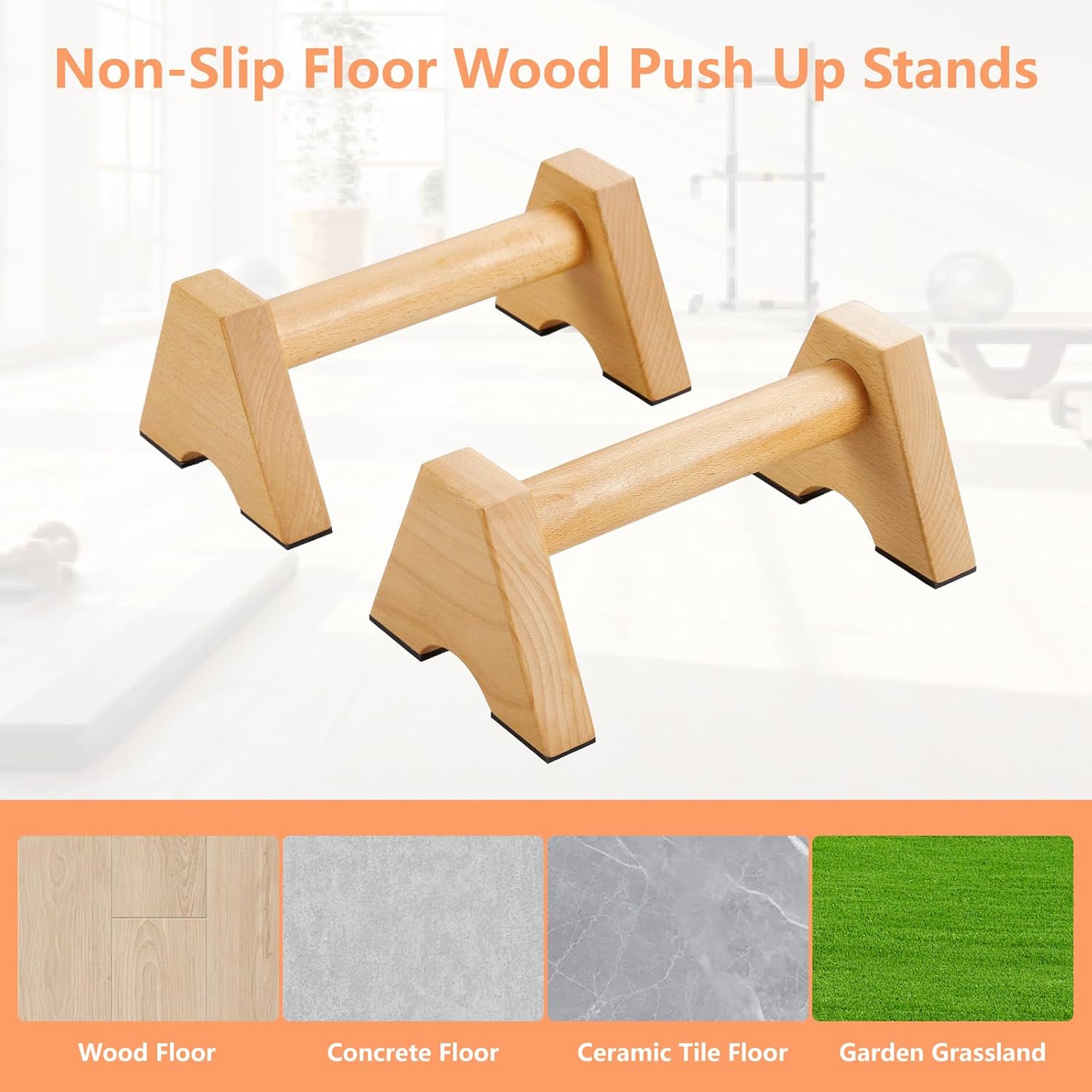 Wood Parallettes Push Up Bar for Floor, Strength Training Pushup Handles for Home Calisthenics Gymnastics Workouts Equipment - Image 3