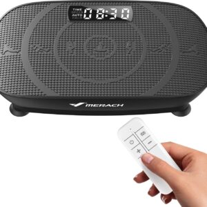 MERACH Vibration Plate Exercise Machine, Curved Vibration Plate for Lymphatic Drainage Weight Loss, Vibrating Plate with Real-Time Calorie Tracking on LED Display, Workout Equipment for Home Women Men