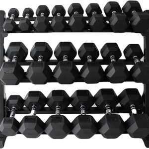 350-550 lbs Rubber Hex Dumbbells with Rack Free Weight for Home Gym, Durable Rubber Dumbbell with Storage,Coated Cast Iron Weight Strength Training Dumb bell Exercise Fitness Equipment