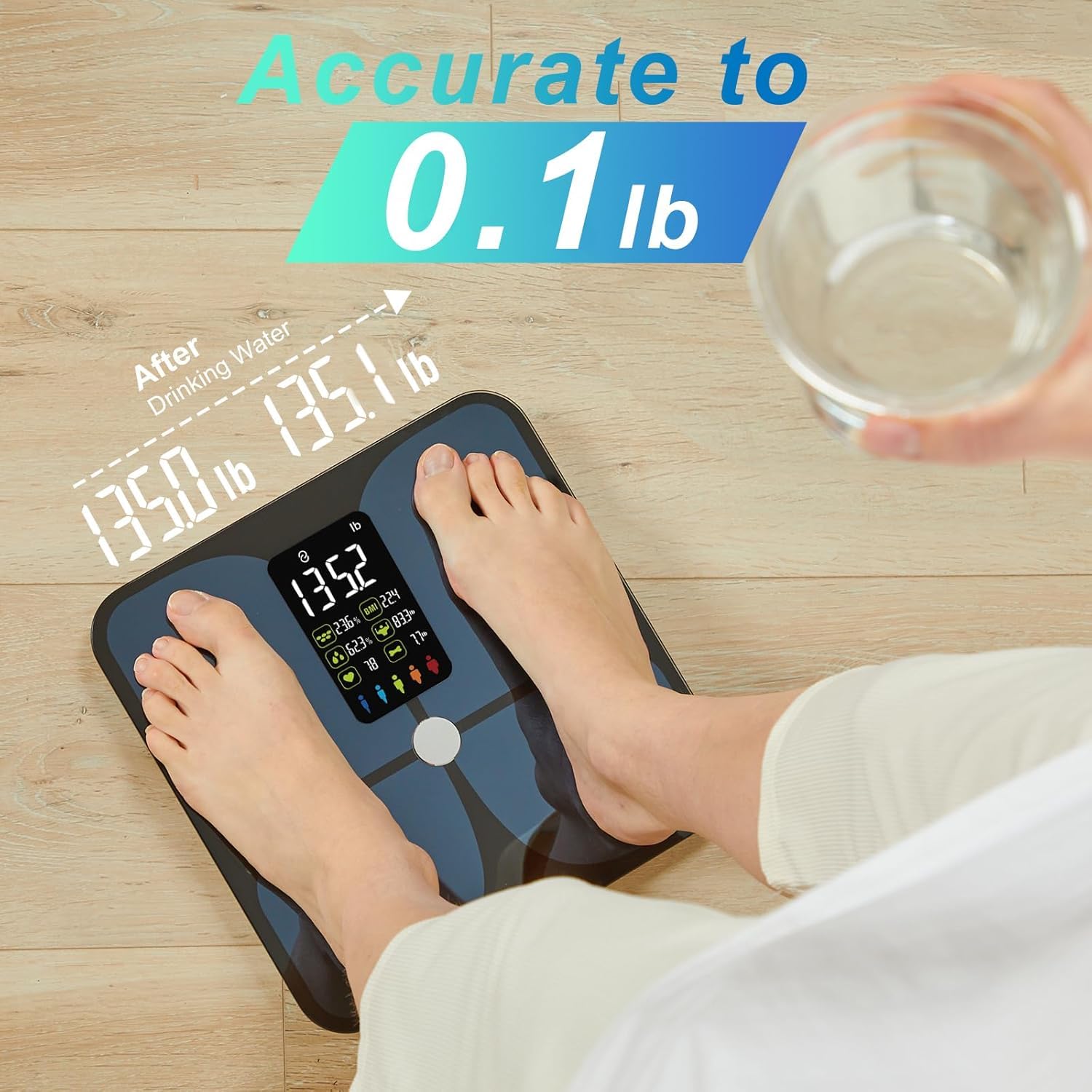 Lepulse Scale for Body Weight, Smart Digital Bathroom Weight Scale with BMI Muscle Mass 20 Body Composition Metrics,4.68"Large Display Body Fat Scales, Heart Rate, Accurate Bluetooth Weighing with App - Image 5