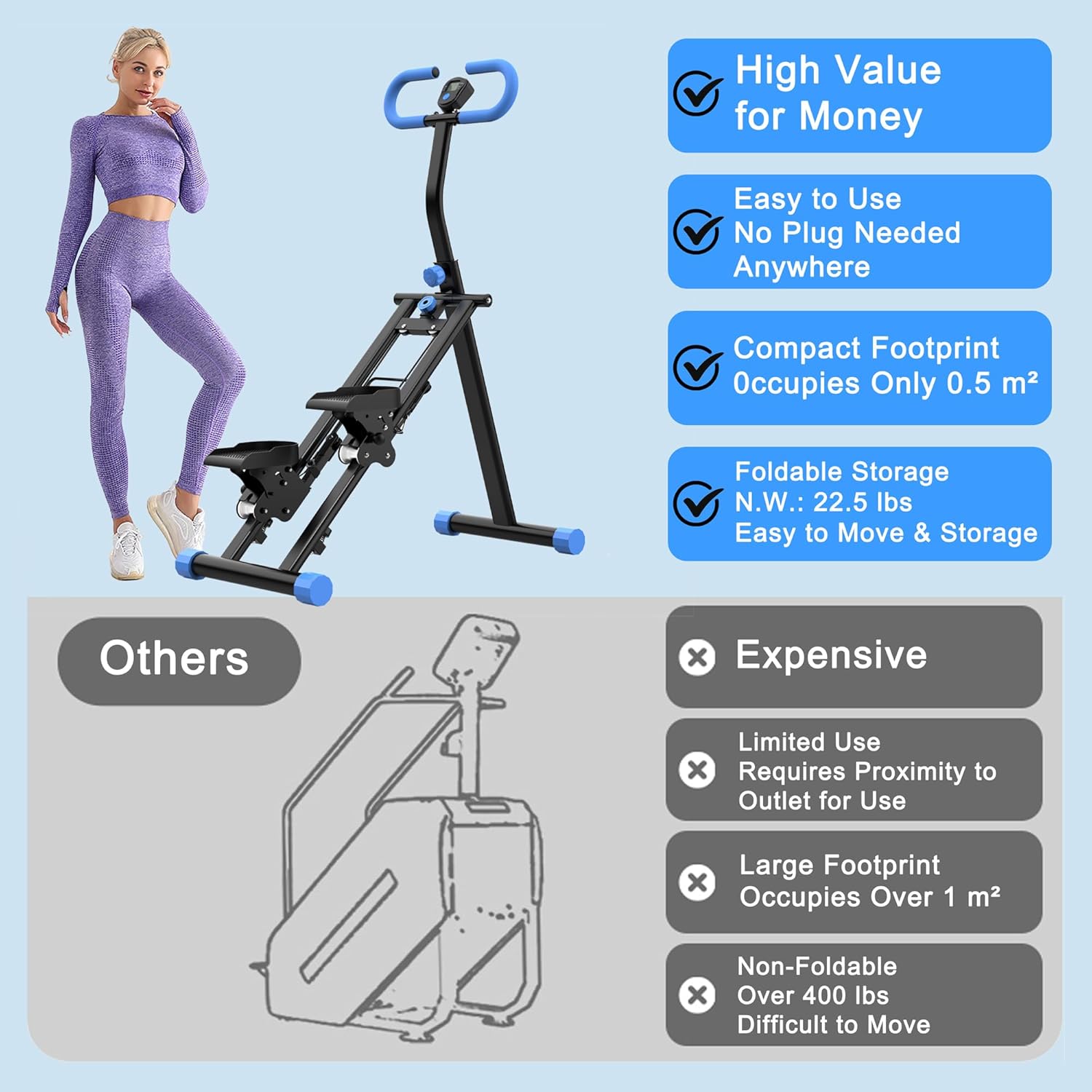 Stair Stepper for Home-Upgrade Vertical Climber Workout Machine for Full-Body Exercise Climber Fitness Equipment with Stable Frame Adjustable Handlebar - Image 5