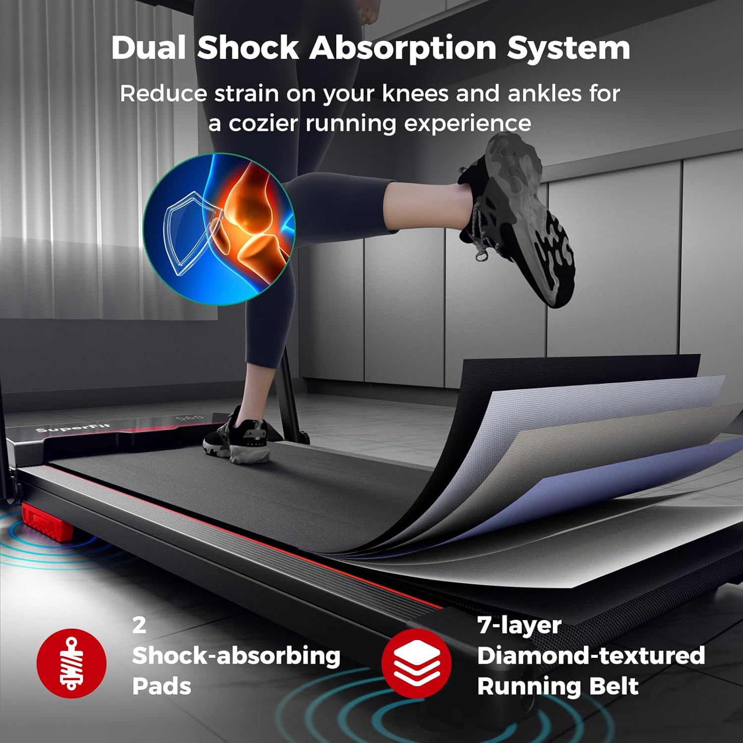 Goplus 2 in 1 Folding Treadmill, 2.5HP 340 LBS Capacity Walking Pad with Handle Bar, Under Desk Treadmill with Remote Control, LED Display and APP, Foldable Portable Treadmills for Home Small, Office - Image 4