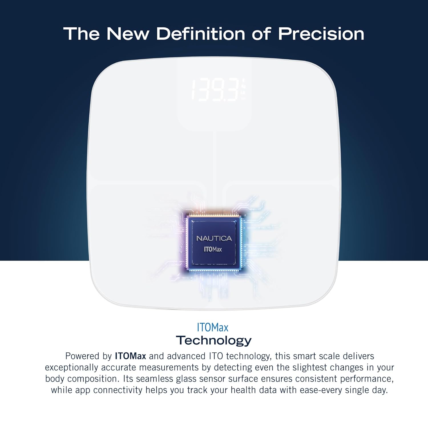 Nautica Body Tracker Digital Bathroom Scale, Bluetooth-Enabled Smart Scale with BMI, Body Fat, Muscle Mass Tracking & More, Syncs with Smartphone App for Body Composition Tracking, 440 Lbs. - Image 5