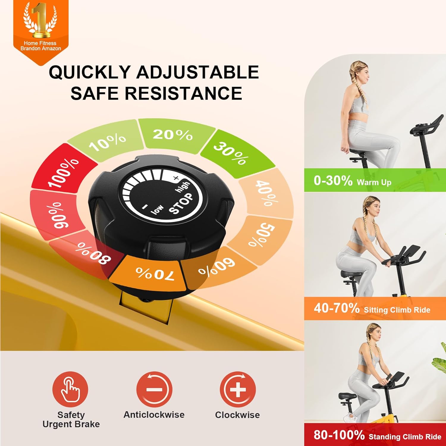 Exercise Bikes for Home,Indoor Cycling Bike with Adjustable Friction,Brake Pad Resistance Silent Belt Drive,330lbs Weight Capacity &Upgraded Version Seat for Home Cardio&Weight Loss - Image 6