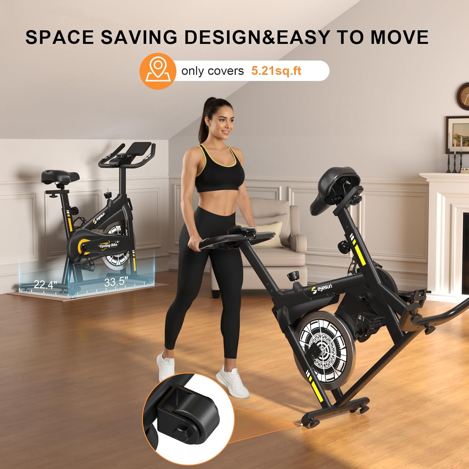Exercise Bikes for Home,Indoor Cycling Bike with Adjustable Magnetic,Brake Pad Resistance Silent Belt Drive,330lbs Weight Capacity &Upgraded Version Seat for Home Cardio&Weight Loss - Image 8