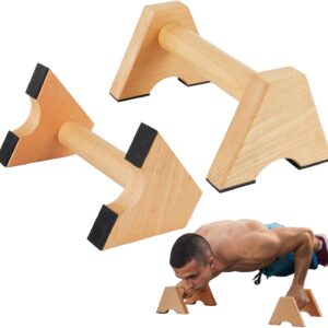 Wood Parallettes Push Up Bar for Floor, Strength Training Pushup Handles for Home Calisthenics Gymnastics Workouts Equipment