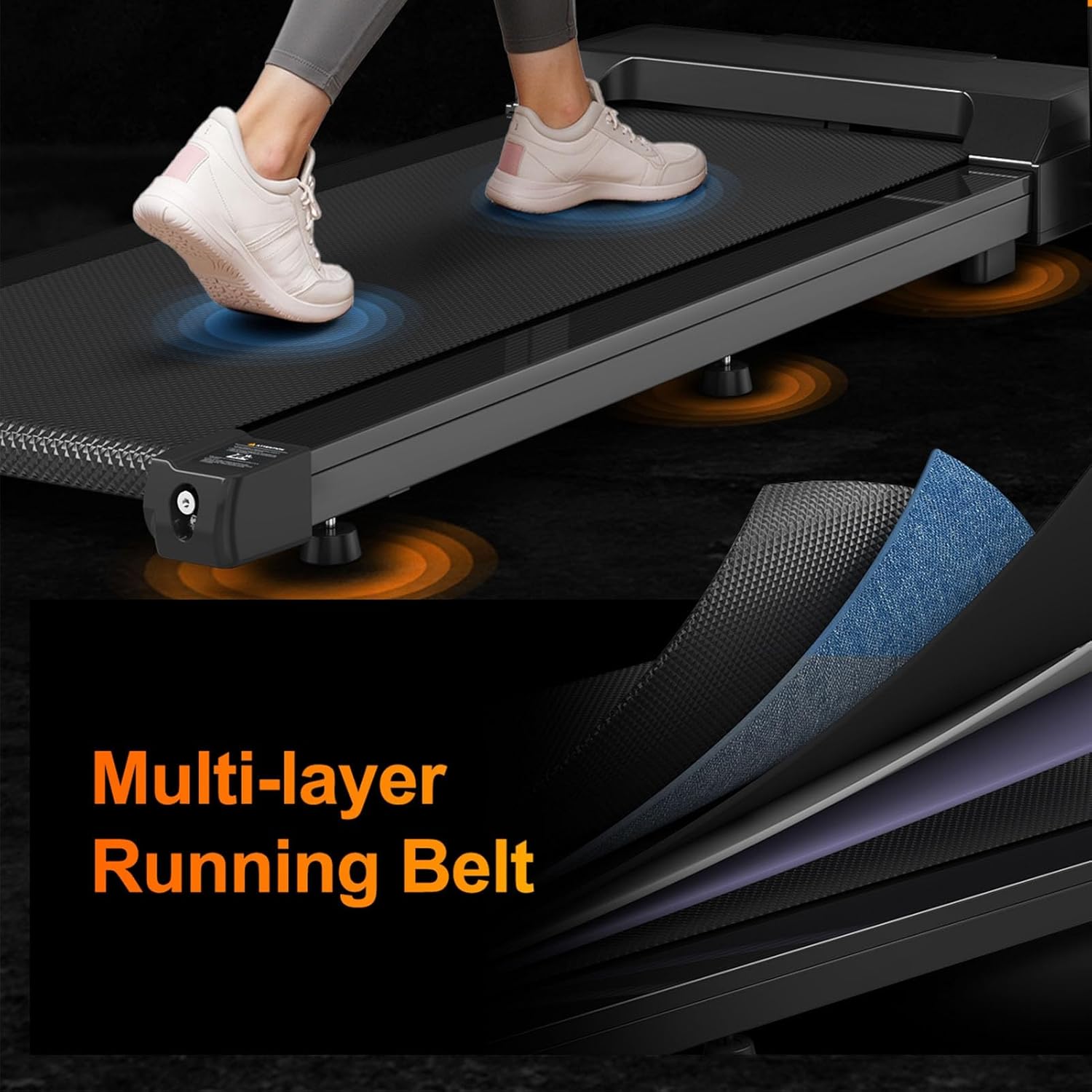 2.5 HP Quiet Walking Pad Treadmill with Handle Bar, Foldable Treadmills for Home Small, 14.17 inch Large Running Area, 6 MPH, 300 lbs Capacity, Compact Running Machine with Cup Holder - Image 3
