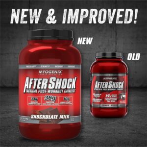 Myogenix Aftershock Post Workout, Unlimited Muscle Growth | Anabolic Whey Protein | Mass Building Carbohydrates | Amino Stack Creatine and Glutamine Plus BCAAs | Shockolate Milk – 3 LBS