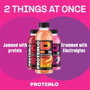 Protein2o Hydration Drink – 2-in-1 Liquid Clear Whey Protein Isolate and Electrolyte Drink – 15g Protein, Vitamins B5, B6 – Post-Workout Recovery – 16.9 Fl Oz – 12 Count Flavor Fusion Variety Pack