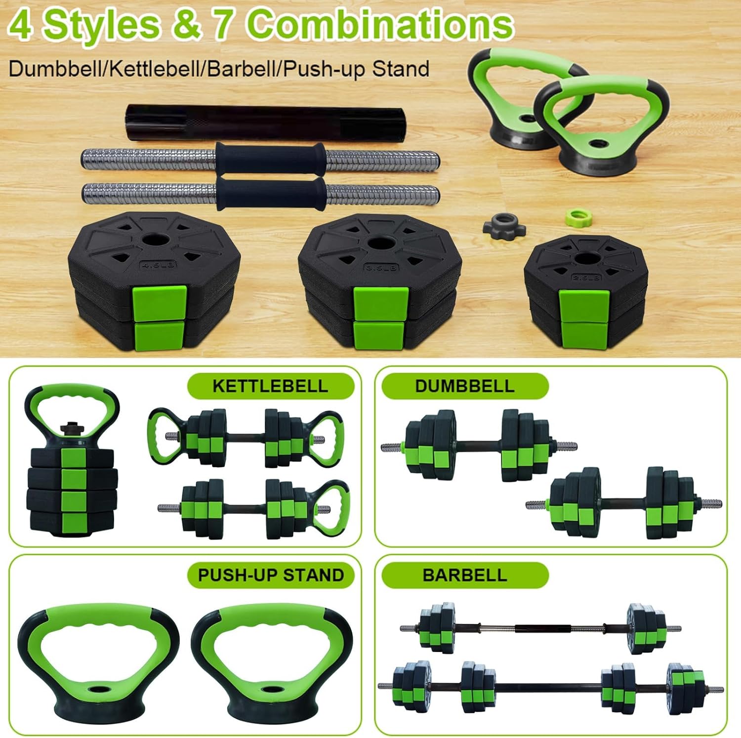 Adjustable Dumbbell Set, Exercise & Fitness Dumbbells, Adjustable Dumbbell Weights, Barbell Weight Set for Home Gym Exercise Used As Dumbbells, Barbell or Kettlebells, Multiple Options - Image 6