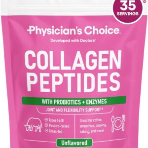 Physician’s CHOICE Collagen Peptides – Hydrolyzed Protein Powder for Hair, Skin, Joints – Grass Fed, Non-GMO