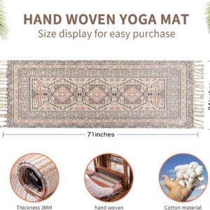 Cifupy Handmade Organic Yoga Mat made with Organic Cotton Yoga Mat – Non Slip Hand-Woven Foldable Yoga Rug Provides Excellent Comfort, Traction & Support for Indoor & Outdoor Use – 24 x 72 Inches