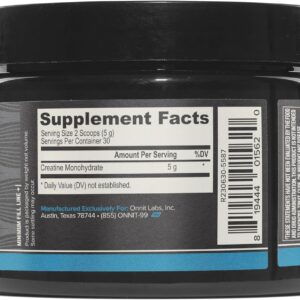 ONNIT Creatine Monohydrate Powder, IGEN(TM) Non-GMO Tested 5g Premium Creatine for Muscle Strength, Power and Lean Mass, Supports Brain Health, Brain Cellular Energy, Unflavored, 30 Servings, 5.29 oz