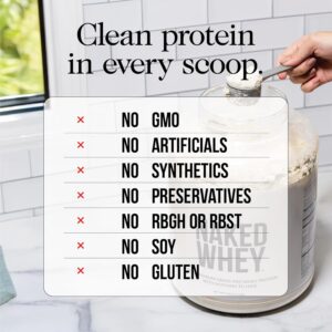 NAKED Whey Isolate Protein – Only 2 Ingredients, 30g Grass-Fed Protein, Zero Carb, Unflavored, Undenatured, Non-GMO, No Soy, Gluten-Free, No Preservatives – 28 Servings