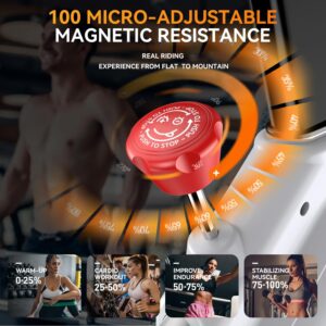 Exercise Bike, pooboo Stationary Bike for Home Gym, Magnetic Resistance Indoor Cycling Bike w/Bluetooth Comfortable Seat Cushion & Tablet Mount, Silent Belt Drive Indoor Bike for Cardio Workout