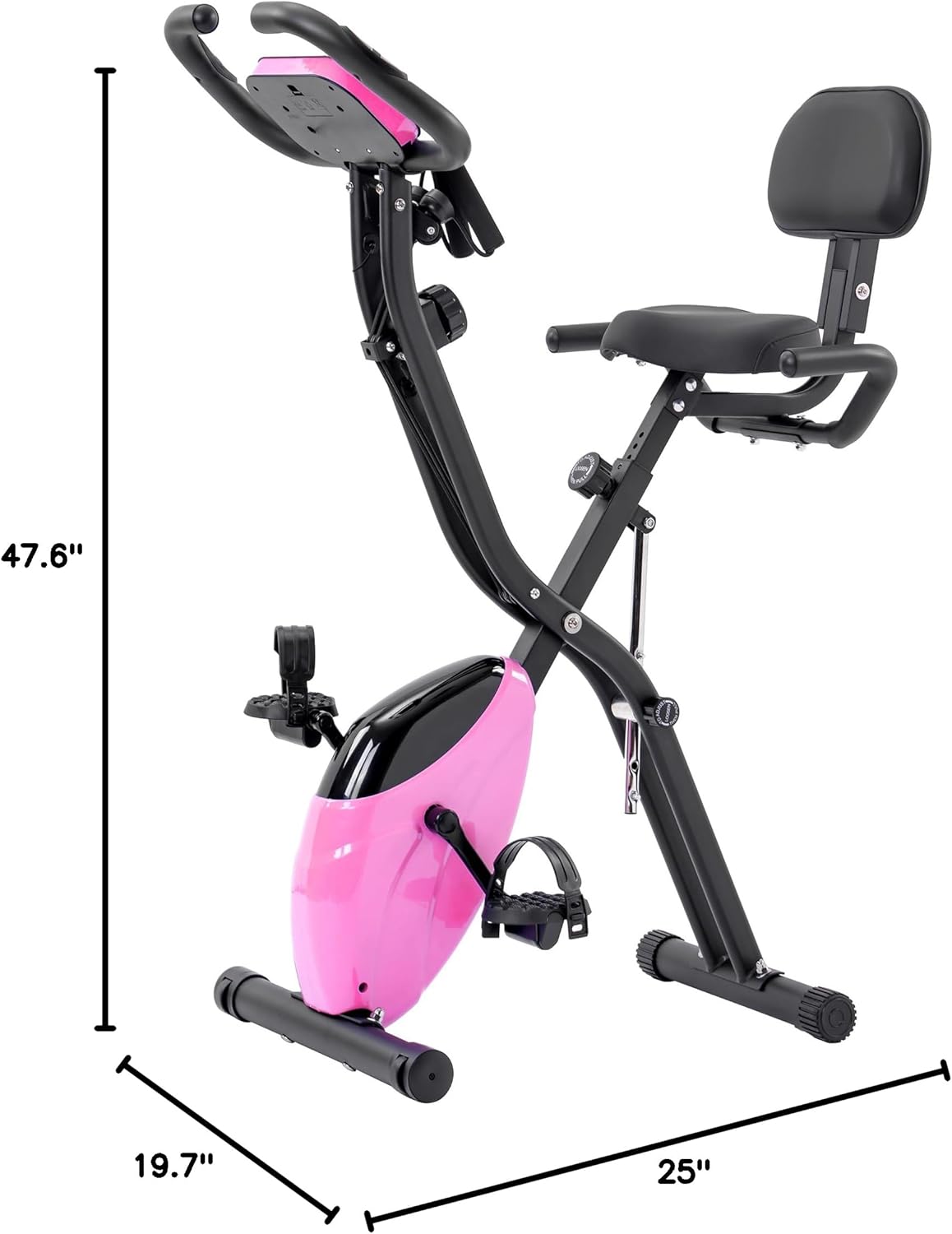 Merax Exercise Bike Folding Exercise Bike Indoor Upright Recumbent Fitness Cycling Bike Magnetic X-Bike with 16-Level Adjustable Resistance for Home Workout 350LB Weight Capacity - Image 7