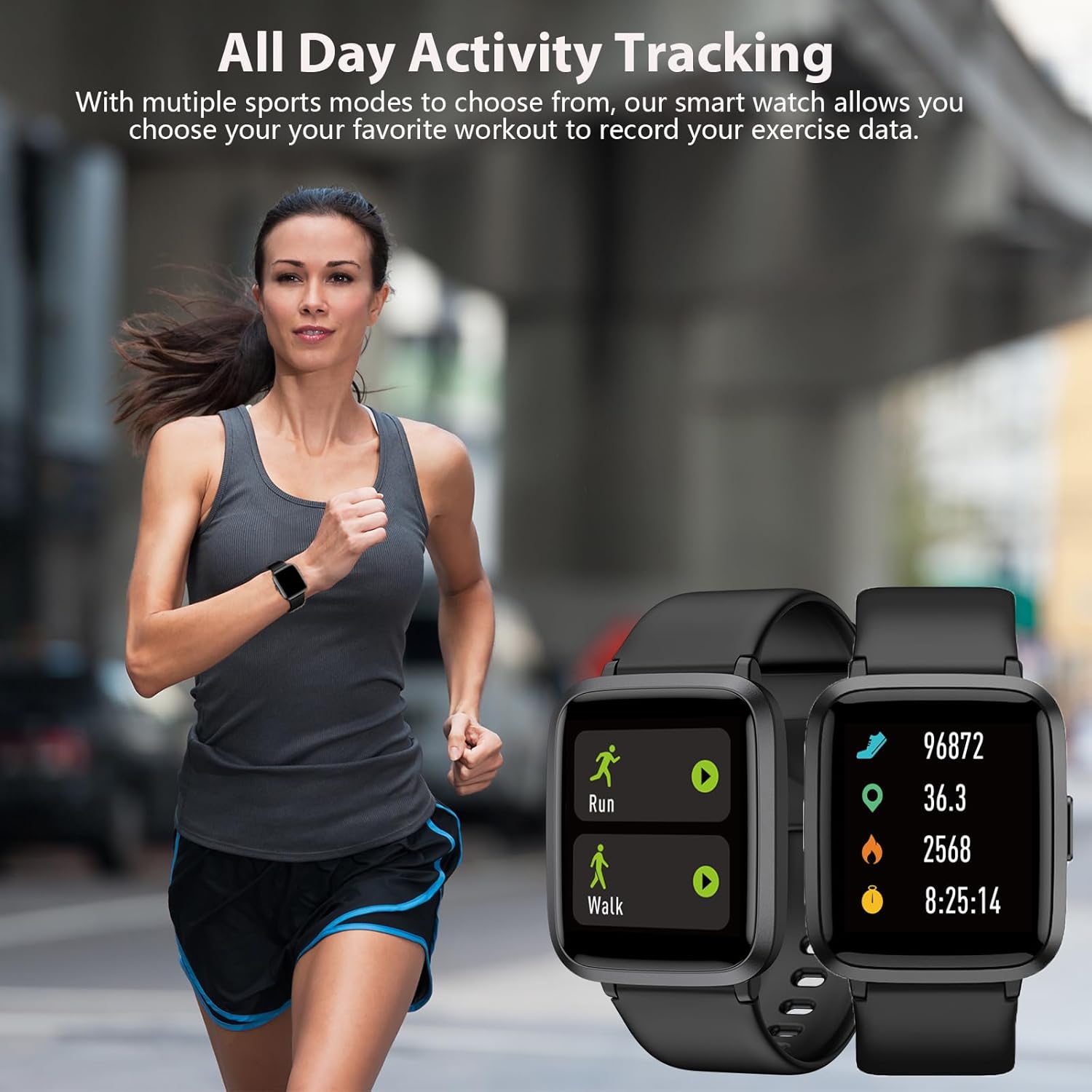 Fitness Tracker, Fitness Watch with Blood Oxygen, Blood Pressure & Heart Rate Monitor, Steps Calories Counter, Sleep Monitor, Pedometer 50 Meters Waterproof, Smart Watch for Android iPhones - Image 4