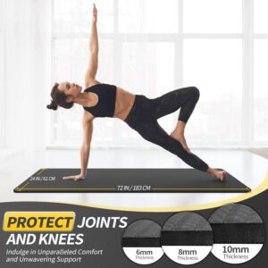 CAMBIVO Yoga Mat for Women Men Kids, 1/3 & 1/4 & 2/5 Inch Extra Thick Yoga Mat Non Slip, 72″ x 24″ TPE Yoga Mats, Workout Mat with Carrying Strap for Yoga, Pilates and Floor Exercises