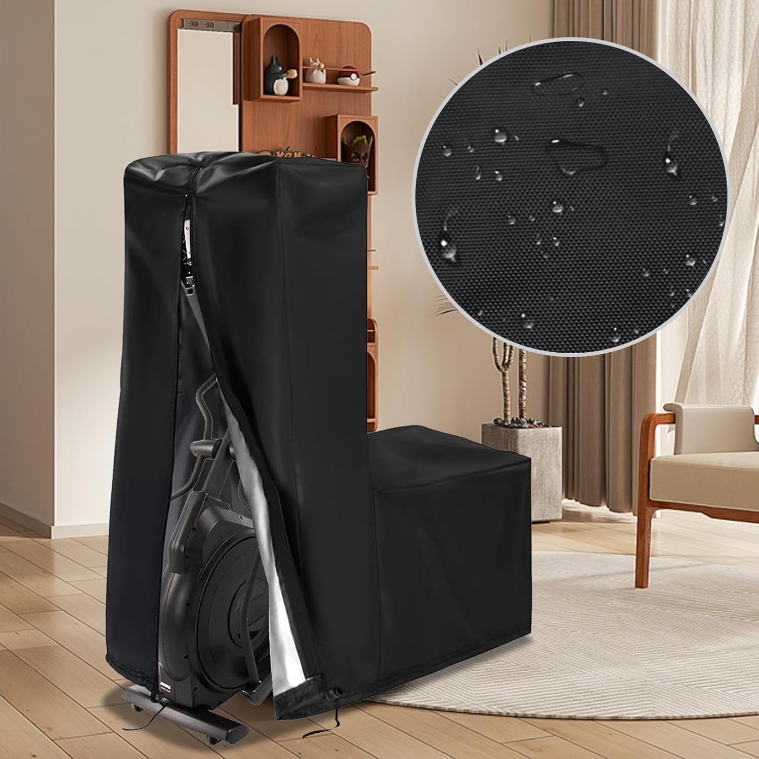 Elliptical Fitness Machine Protective Cover 420D Oxford Fabric Gym Dust Cover 34'' x 20'' x 60'' Elliptical Cover Home Elliptical Exercise Machine Cover - Image 6
