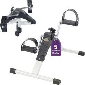 Under Desk Bike Pedal Exerciser with Digital LCD Display – Foldable Exercise Peddler for Seniors – Foot and Leg Exerciser While Sitting – Adjustable Tension