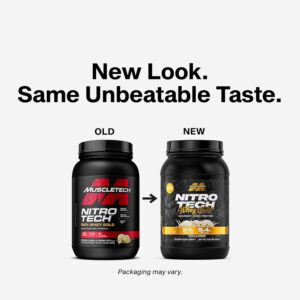 MuscleTech Whey Protein Powder (Vanilla Cream, 2LB) – Nitro-Tech Whey Protein Isolate Smoothie Mix for Lean Muscle & Recovery – 24g of Whey Gold for Women & Men – Packaging May Vary
