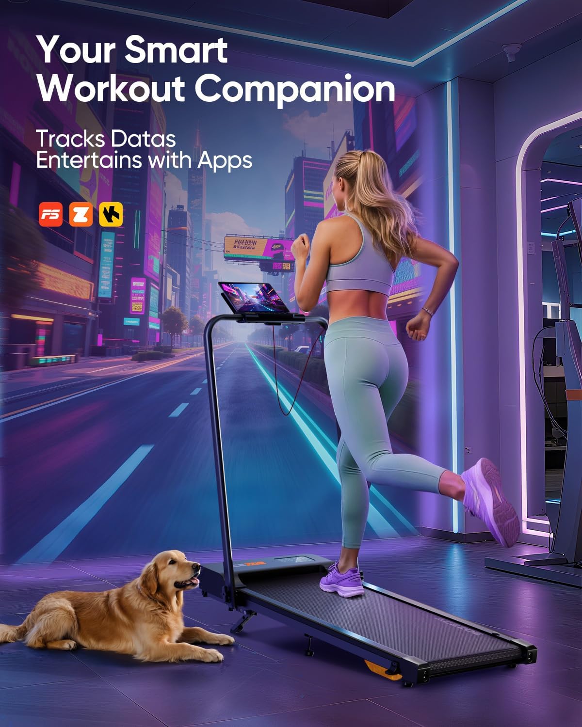 2-in-1 Foldable Treadmill with 3-Level 10% Incline, Walking Pad for Home Small Office, Compact Portable Under Desk Treadmill with Handle,Dual LED Display, APP & Remote, 300 lbs Capacity - Image 5