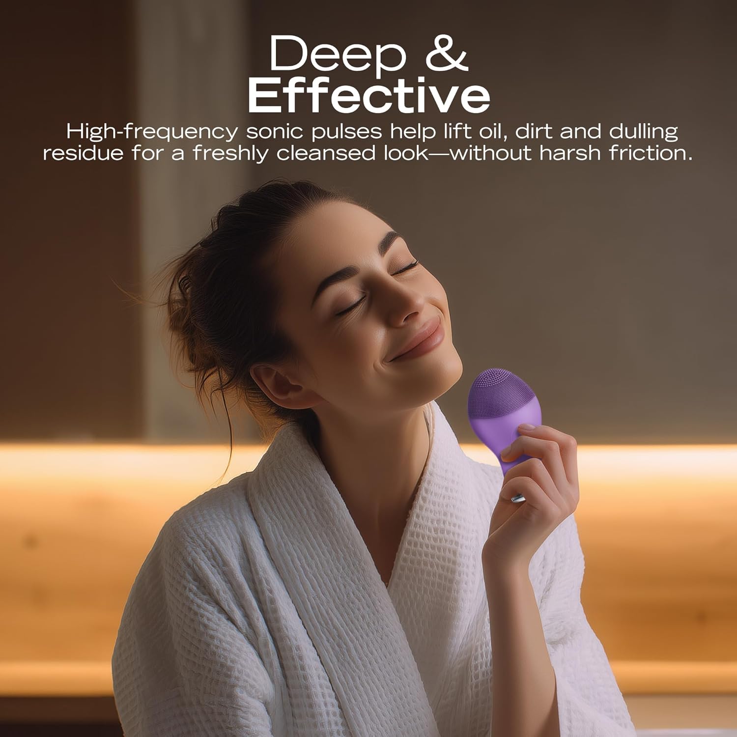 Nautica PC120 Facial Cleansing Brush Made with Ultra-Hygienic Soft Silicone, Waterproof, Rechargeable Vibrating Face Exfoliator Scrub Brush with Sonic Technology for Men & Women - Hy Purple - Image 5