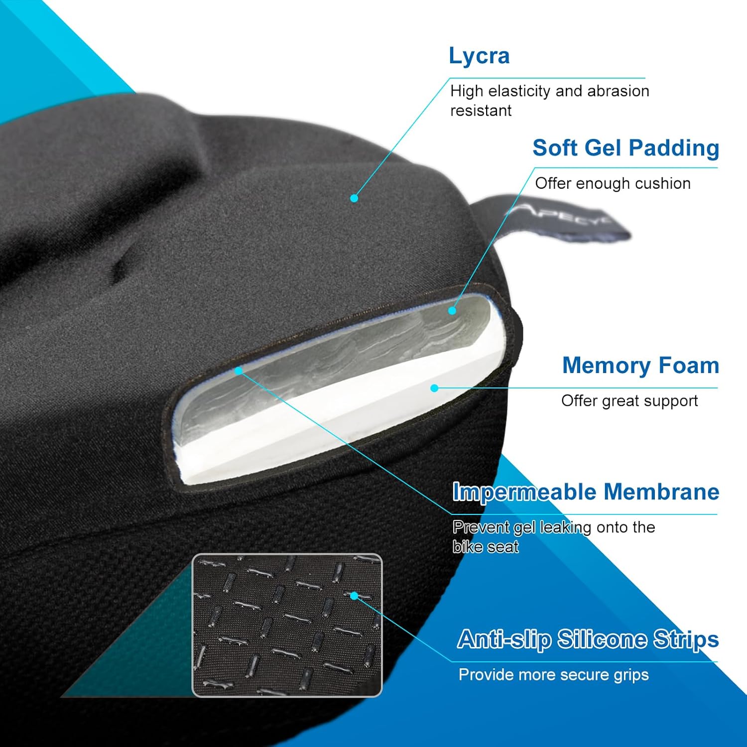 Bike Seat Cushion Gel Padded Saddle Cover for Men Women - Extra Padding Soft Comfort Bicycle Seat Cushion for Peloton, Stationary, Spin, Mountain, Road, Ebike - Image 5