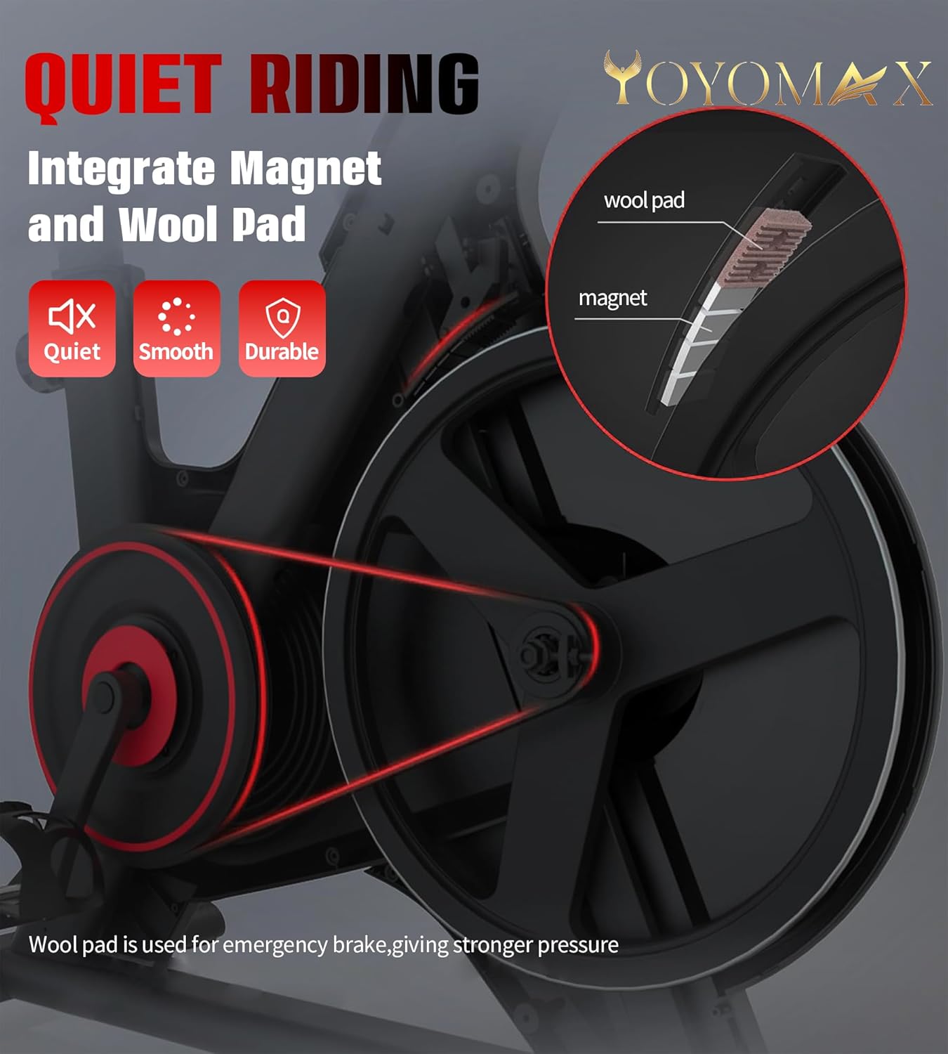 yoyomax Exercise Bike, Indoor Cycling Bike/Magnetic Stationary Bike - Fitness Stationary Bicycle Machine with Comfortable Seat Cushion & Digital Display with Pulse - Image 2