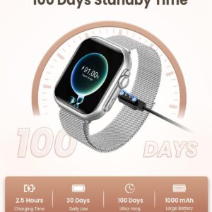 1.83″ HD Smart Watch, 30 Days Battery Life, Sleep/Heart Rate/SpO2/Blood Pressure Monitor, Calls/Messages/Notifications, 5ATM 110+ Sports Modes Fitness Tracker Watch, for Women & Men/ Android & iPhone