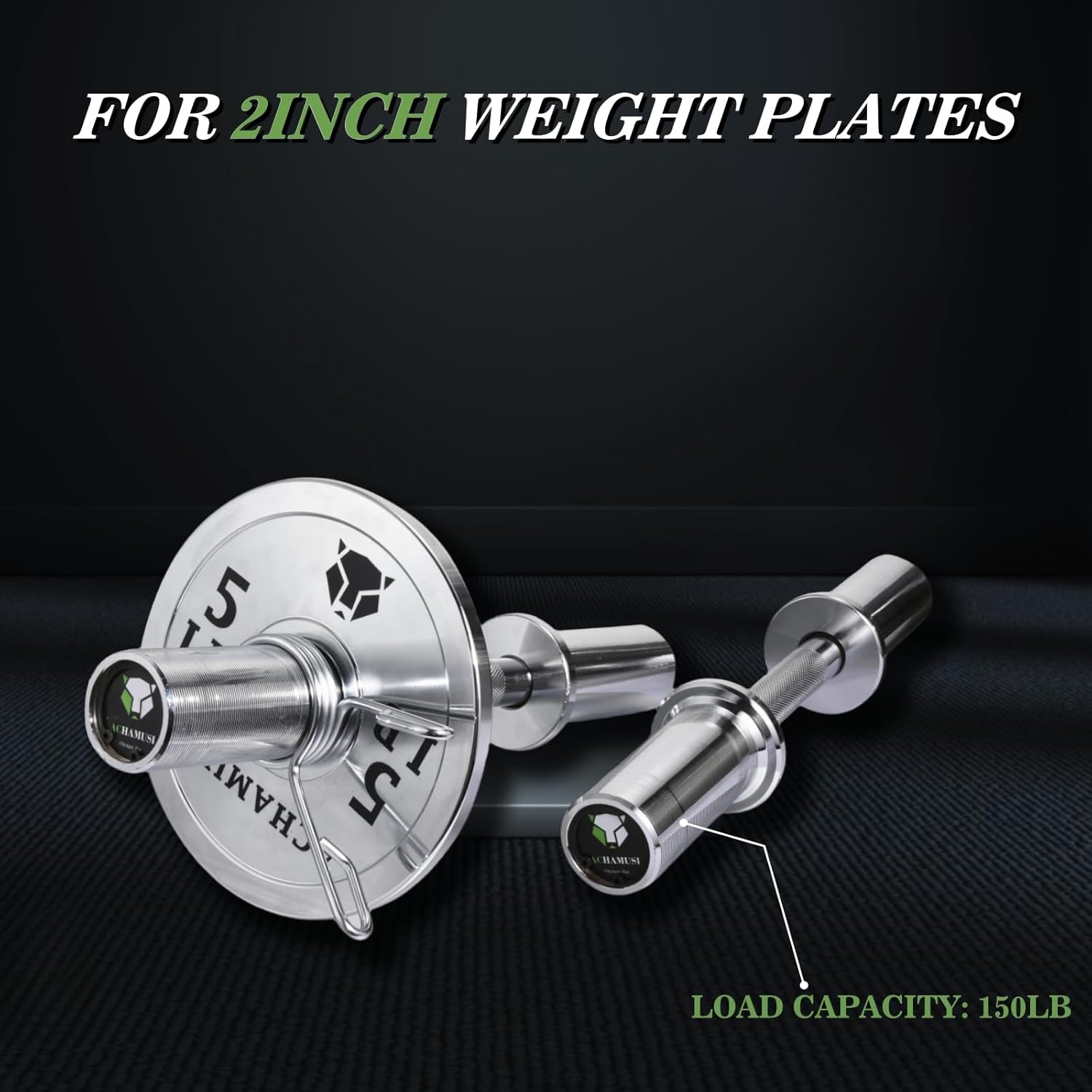 16" Olympic Dumbbell Handle Pair - Solid Adjustable Dumbbell Bars With Spring Collars 2'' Can Load(150LB/350LB), Suitable For Home Gym Exercise - Image 3