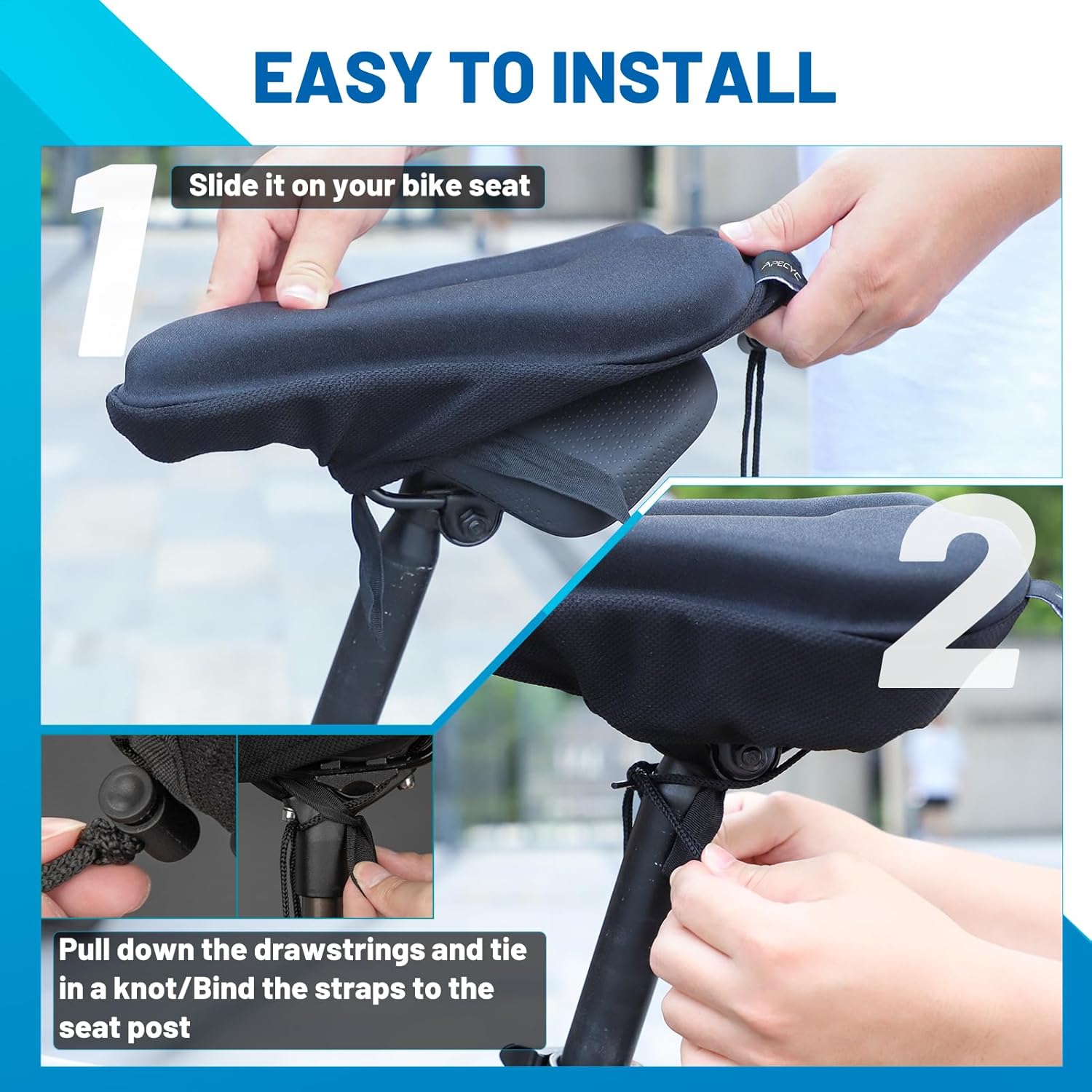 Bike Seat Cushion Gel Padded Saddle Cover for Men Women - Extra Padding Soft Comfort Bicycle Seat Cushion for Peloton, Stationary, Spin, Mountain, Road, Ebike - Image 6